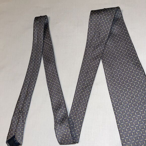Brooks Brothers Makers Men’s Dress Tie Size 57” Gray Chain Motif Silk Business - Picture 5 of 12